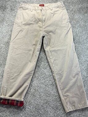 Vintage Moose Creek Flannel Lined Khaki Pants Work Crew 38x32